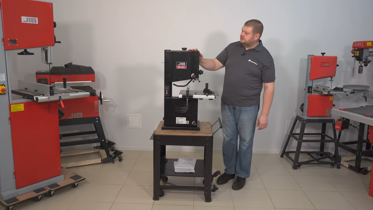 Ленточная пила JIB BS1001 сборка регулировка, демонстрация в работе
